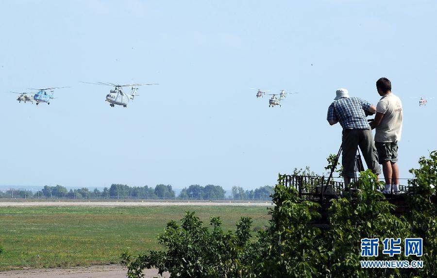 Helicopters on display of the 10th Russia National Aerospace Exhibition in Moscow 